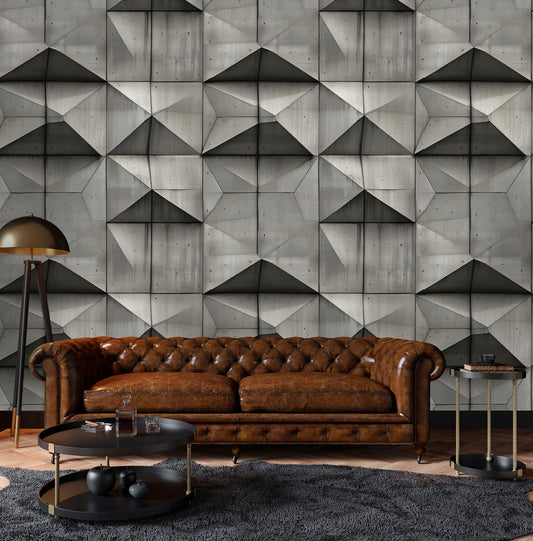 3D Concrete Cubes Mural