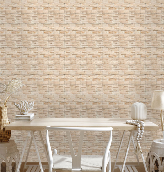 Beige Mosaic Wallpaper