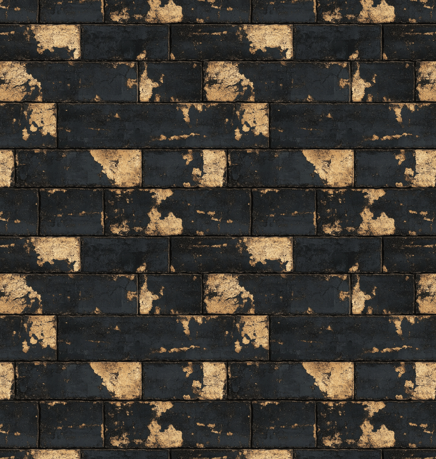 Pattern of black and gold bricks