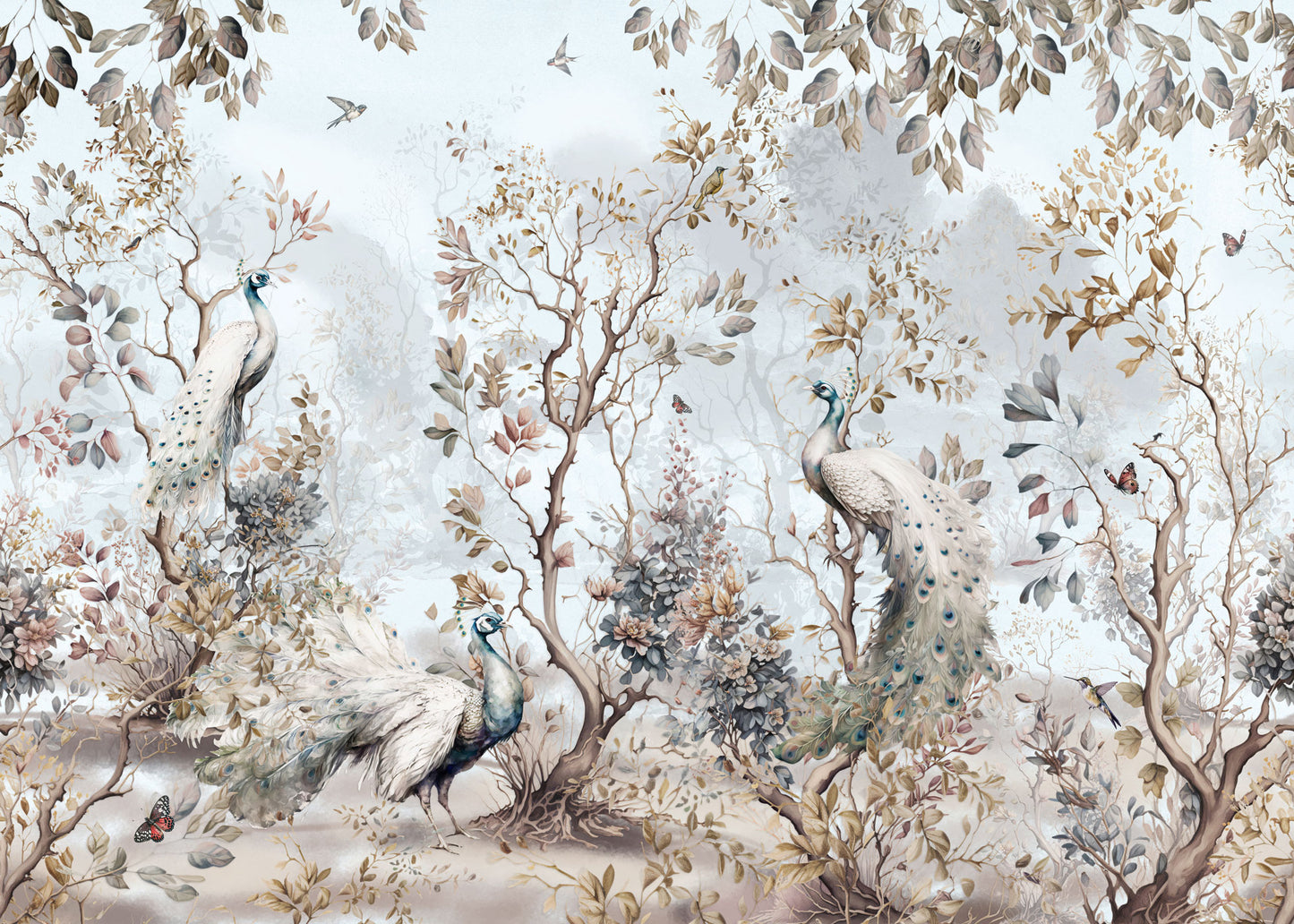 Chinoiserie Peacock Garden Mural
