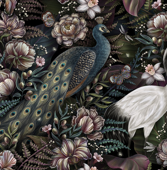 Peacock and Petals Mural