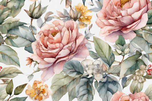 Water-paint Bouquet Mural