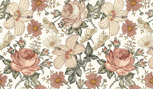 Seam Line Floral Mural