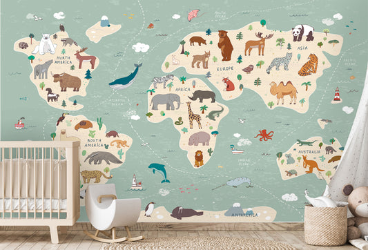 Aqua Kids Map Mural
