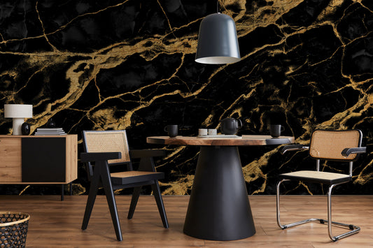 Black Grain Marble Mural