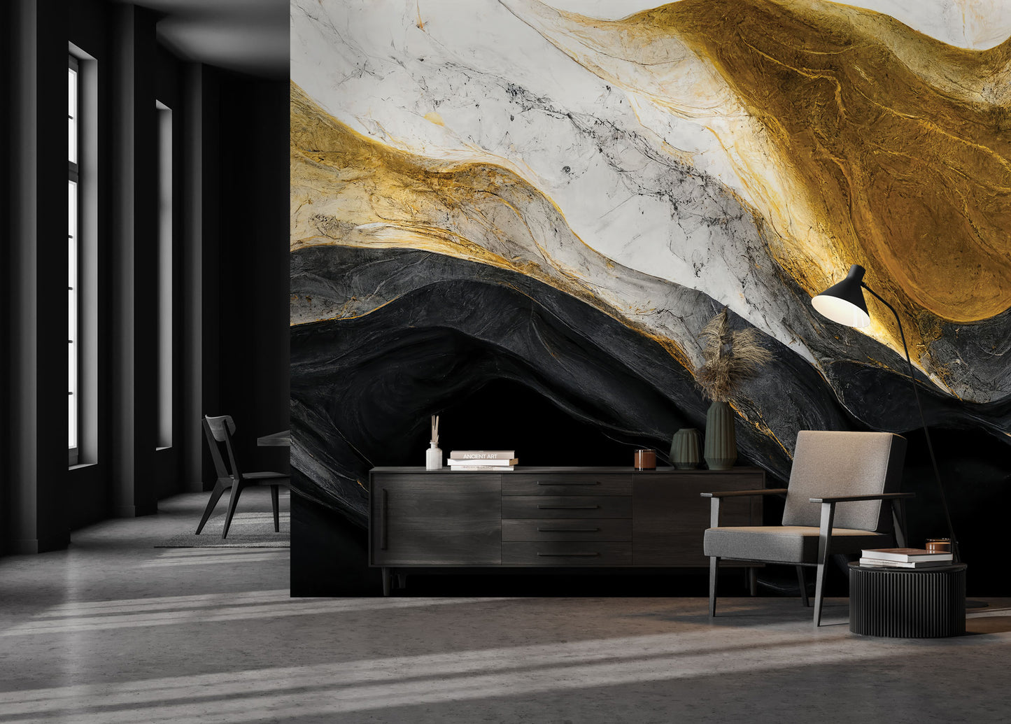 Black Bold Marble Mural