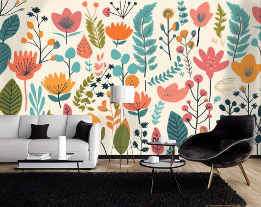 Bright Botanical Blooms Mural