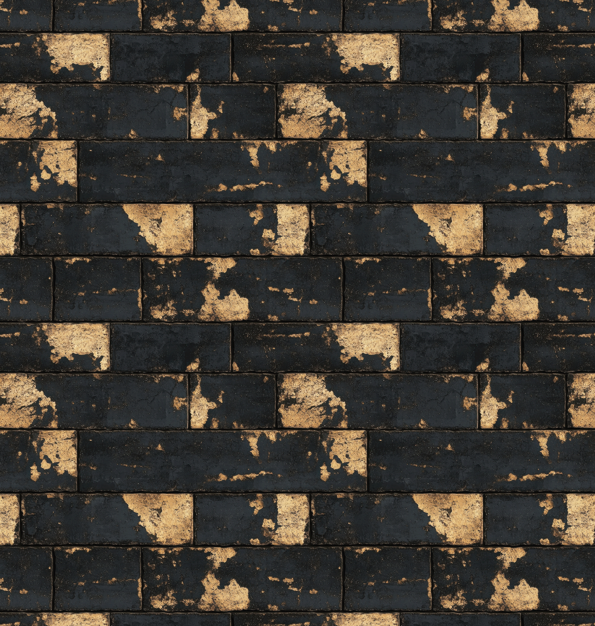Pattern of black and gold bricks