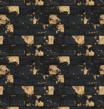 Pattern of black and gold bricks