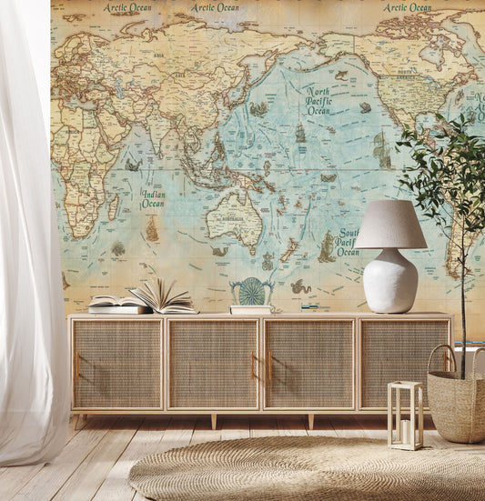 Earth Tone Map Mural