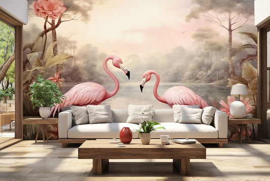 Flamingo portrait Mural