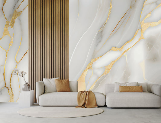 Gold Line Marble Mural