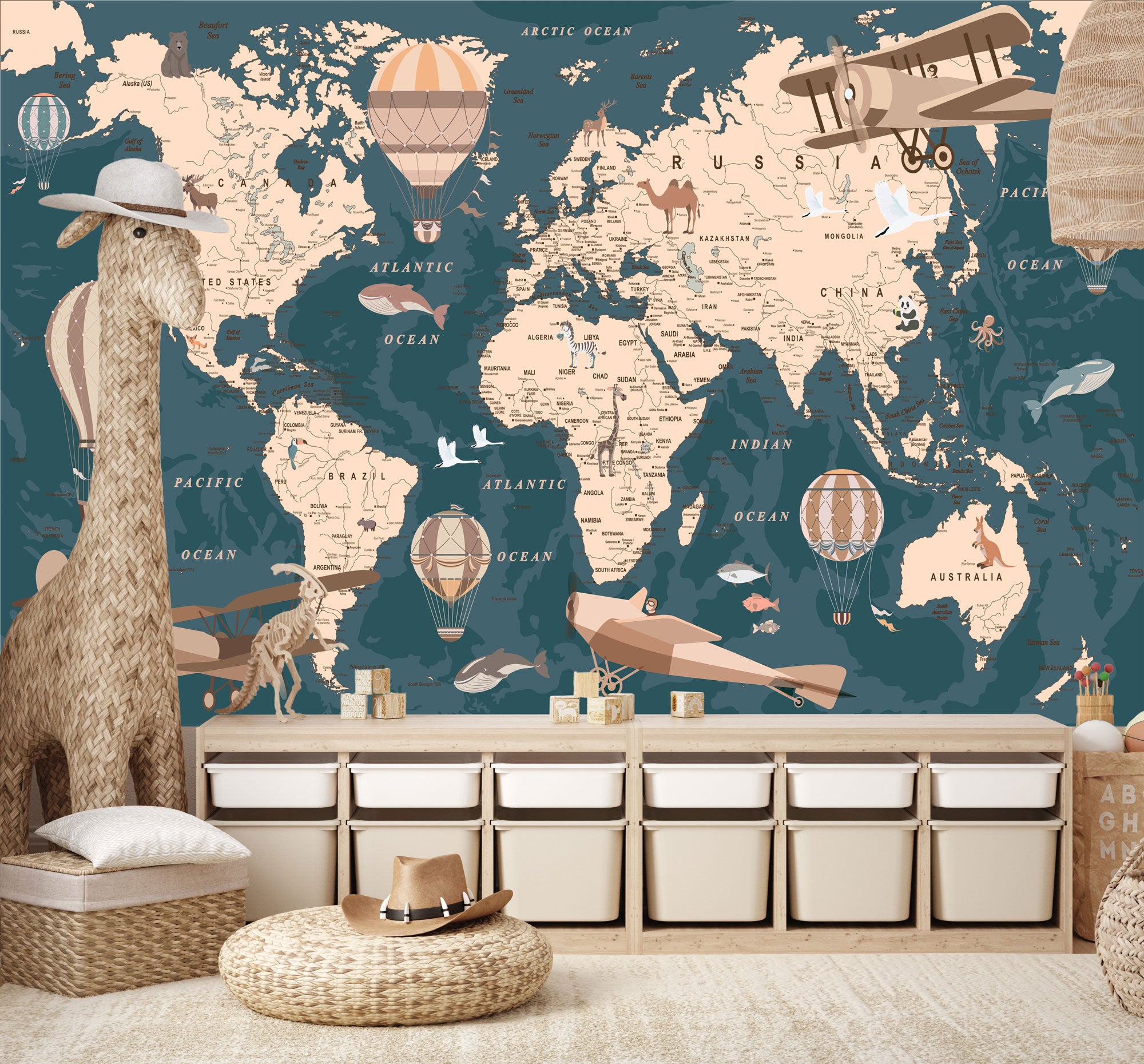 Simple Map Mural MURAL MAPS – Wallpaper Warehouse SA