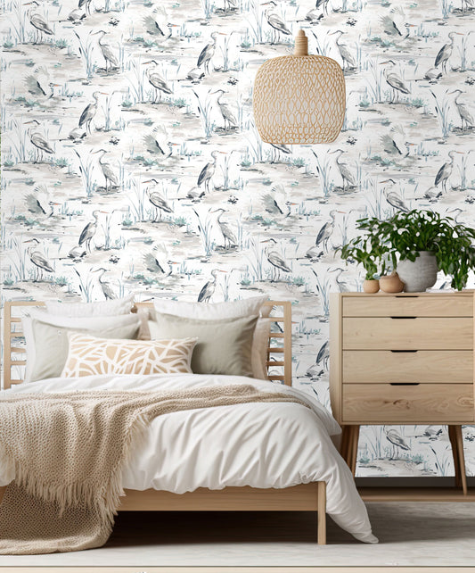 Linear Brush Heron Wallpaper