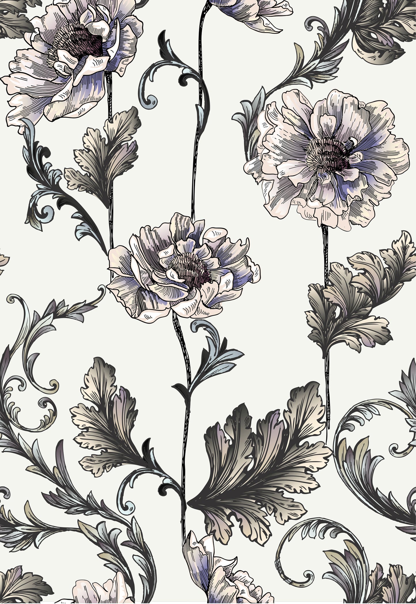 Ornate Peony Wallpaper