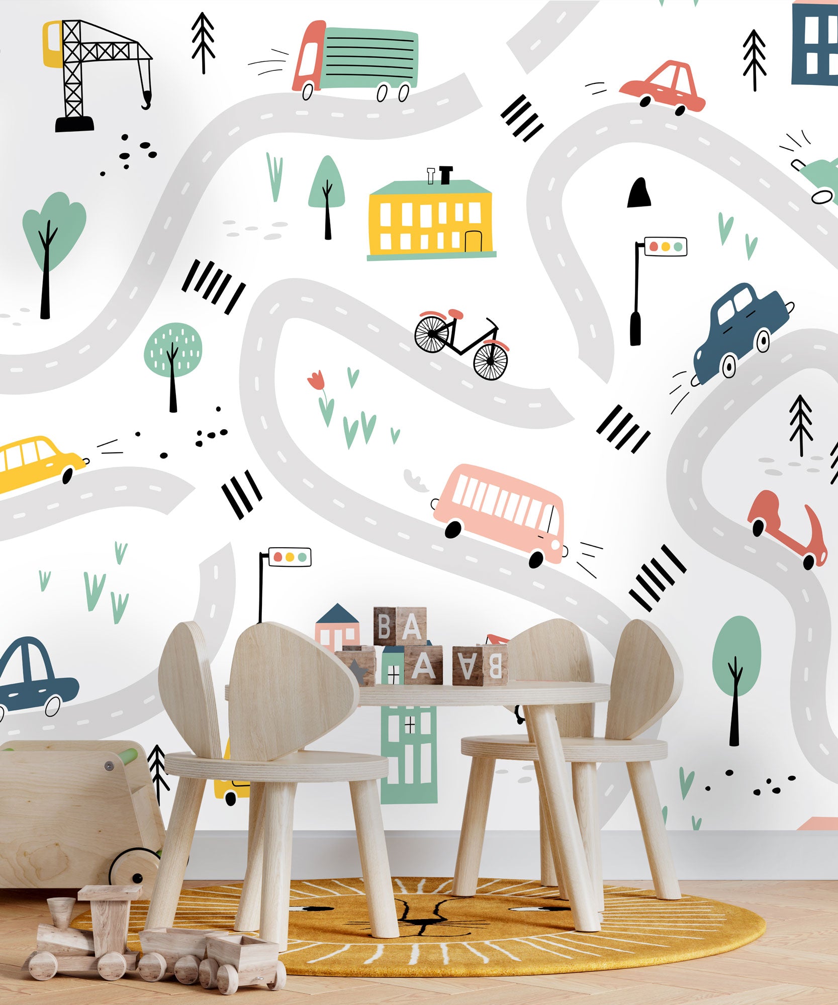 Pastel Road Race Mural – Wallpaper Warehouse SA