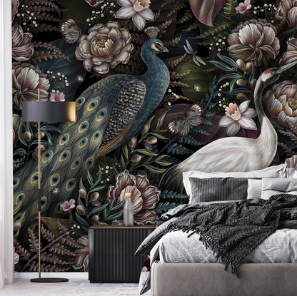 Peacock and Petals Mural
