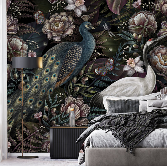 Peacock and Petals Mural