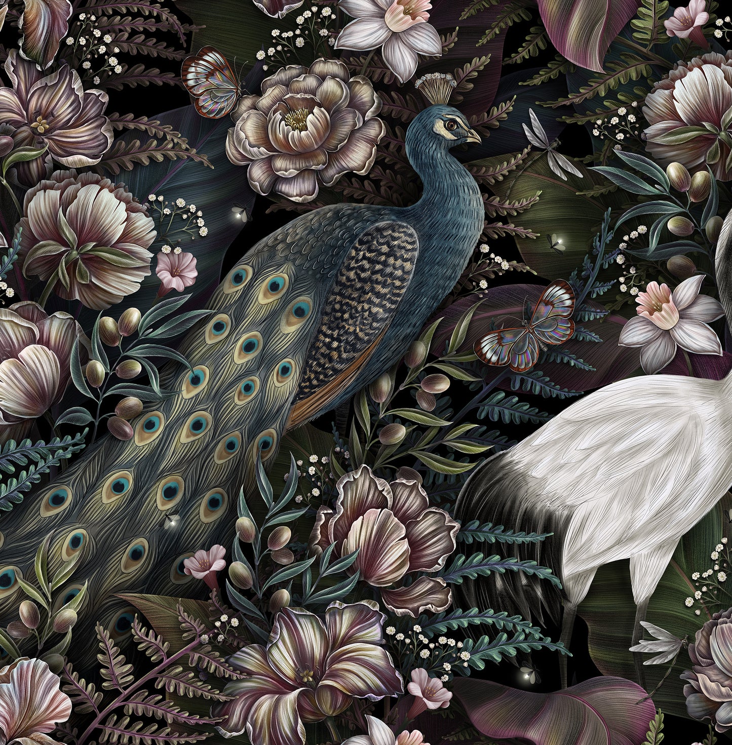 Peacock and Petals Mural