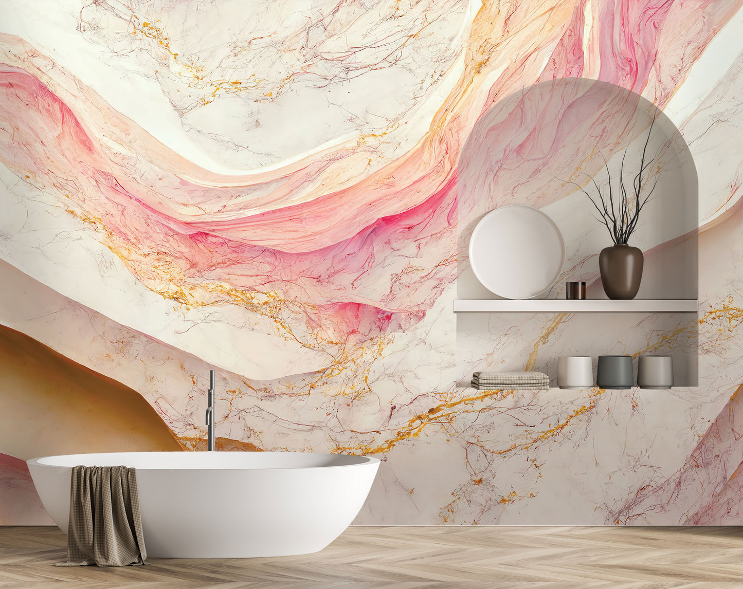 Pink Swirl Marble Mural