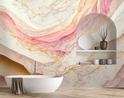 Pink Swirl Marble Mural