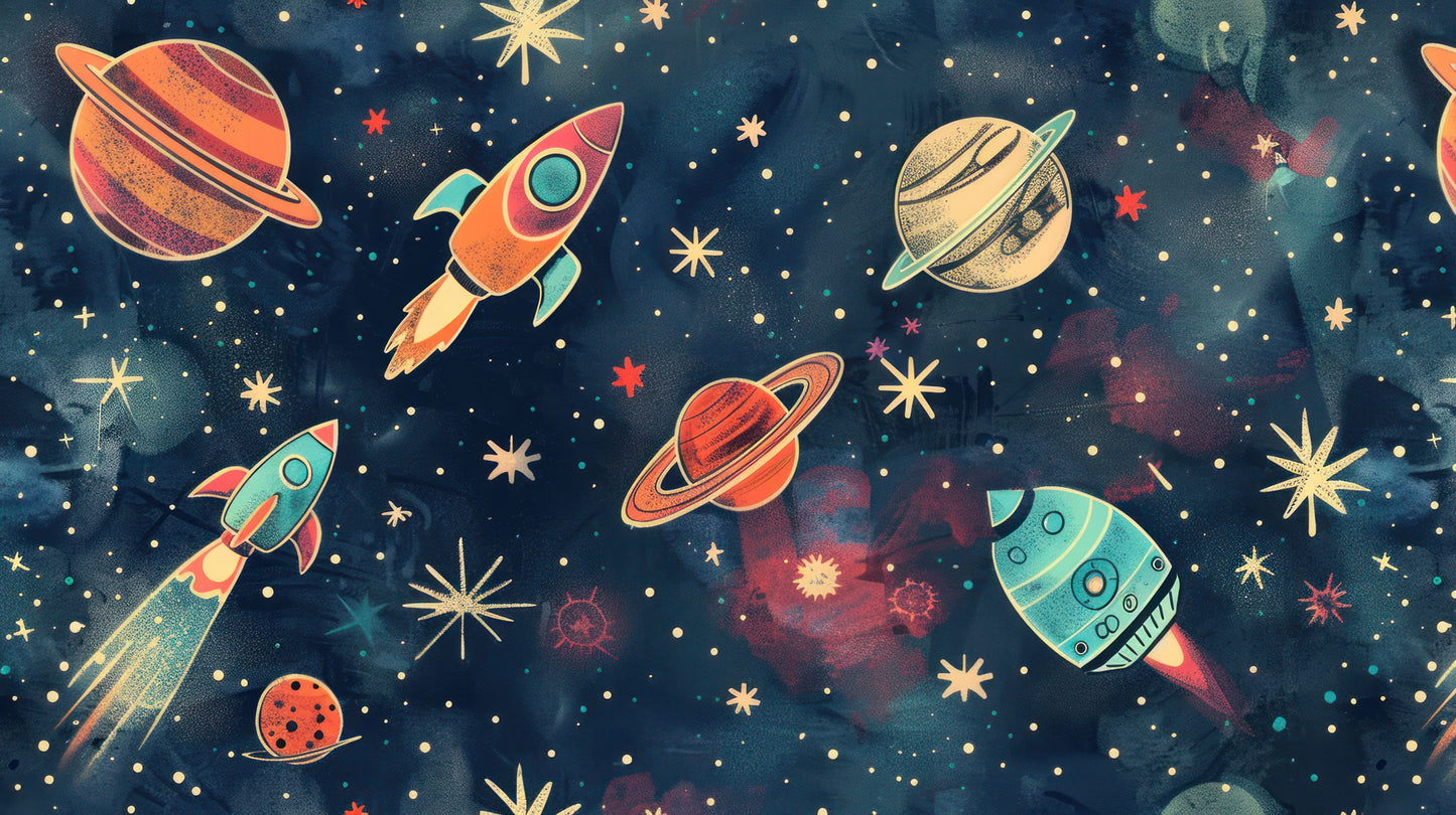 Retro Rockets Mural