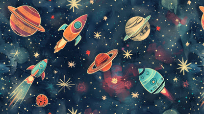 Retro Rockets Mural