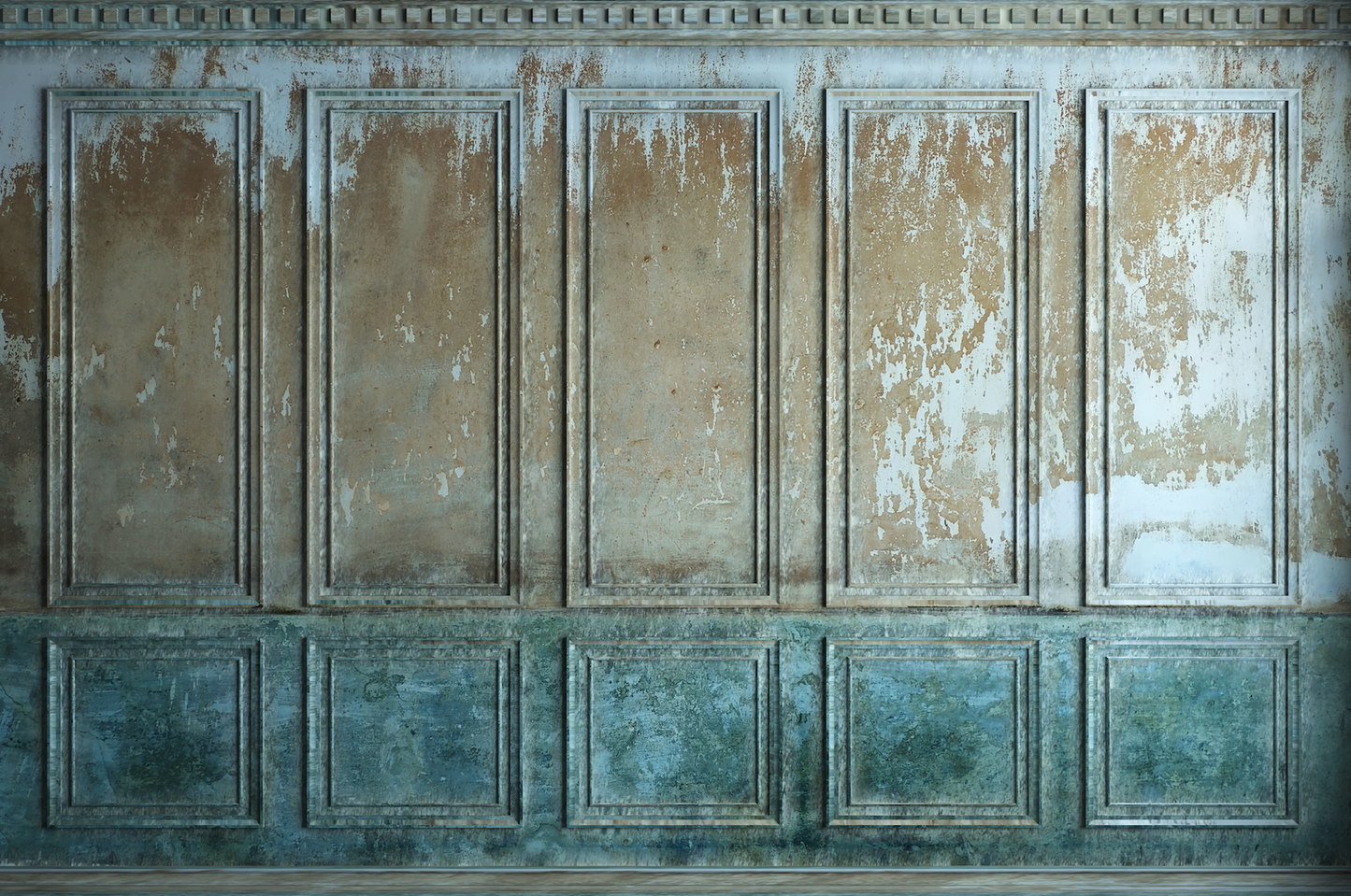 Distressed Paneling Mural