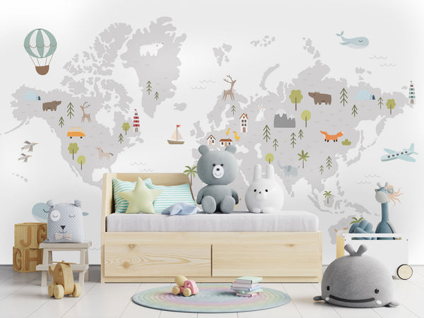 Simple Map Mural Simple Kids Map Mural – Wallpaper Warehouse SA