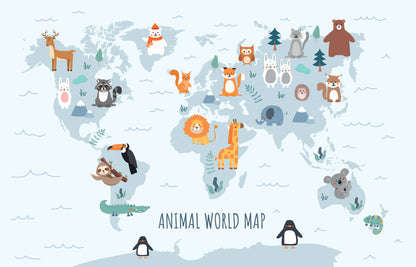 Soft Zoo Animal Map Mural