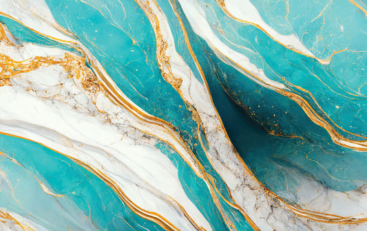 Teal Marble Mural