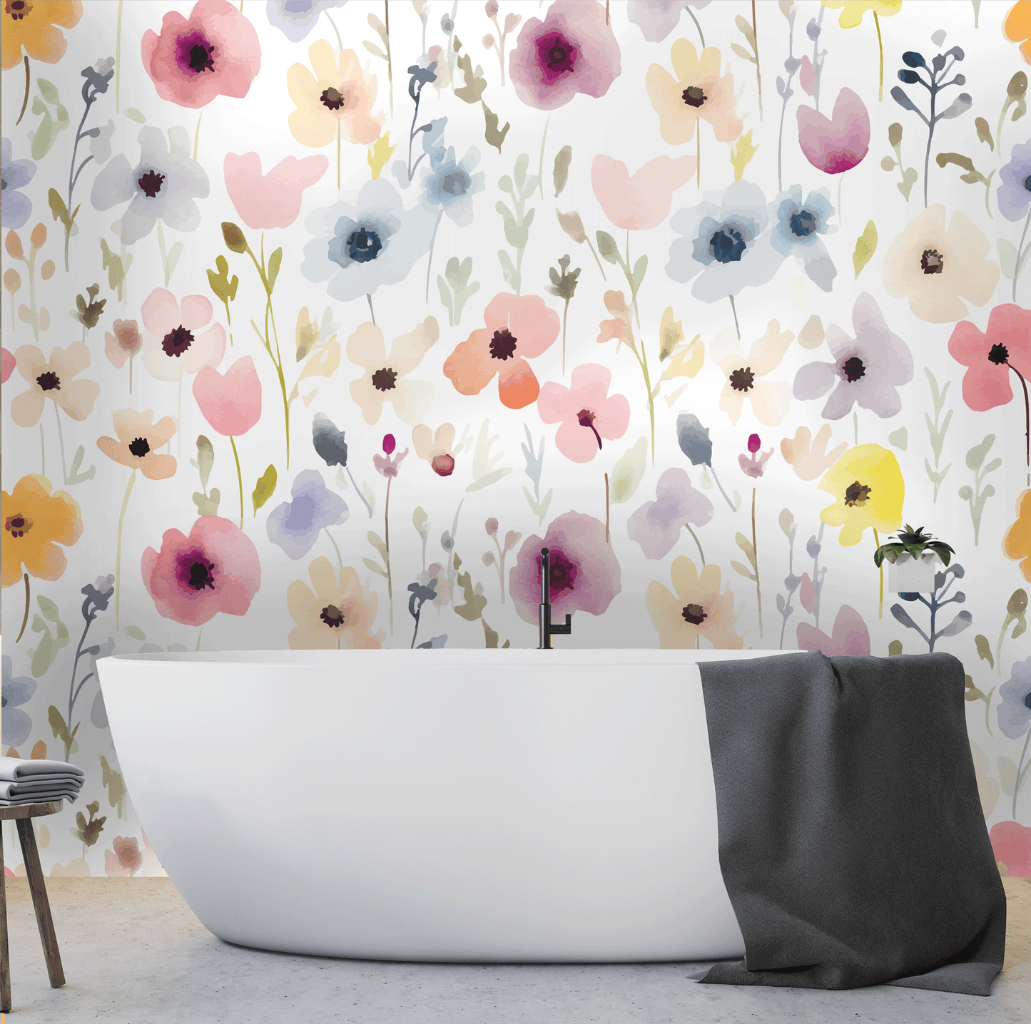 Watercolour Poppy Mural