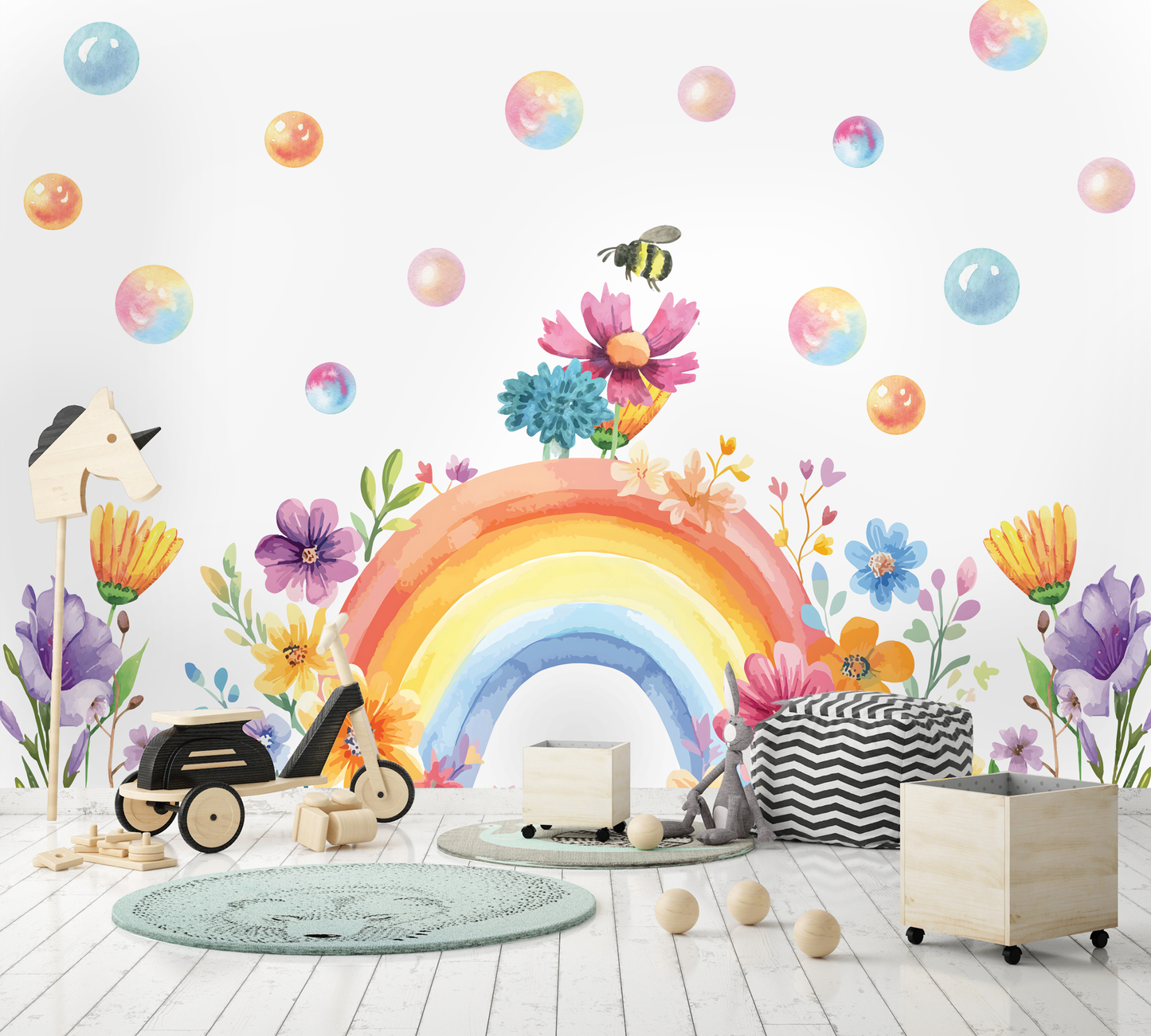 Watercolour Rainbow Delight Mural