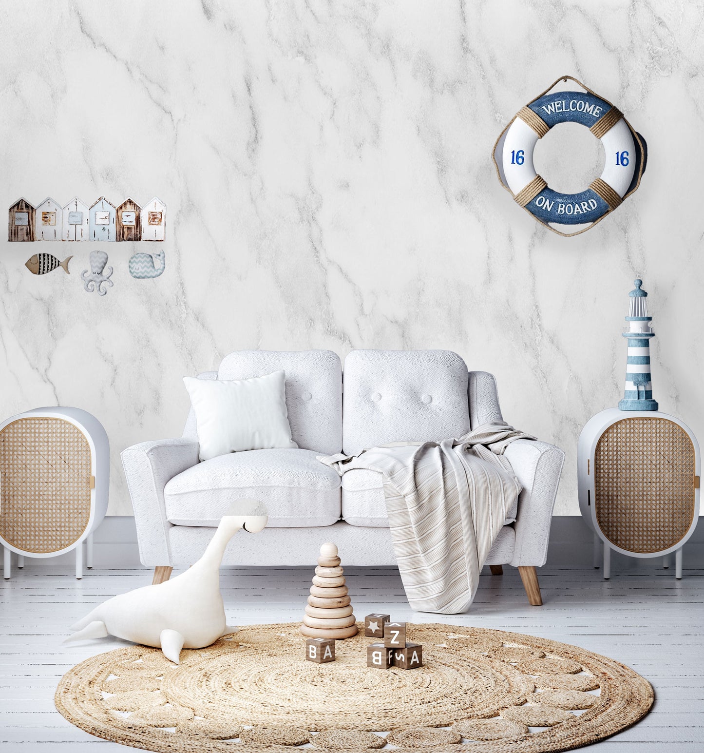 White Marble Mural