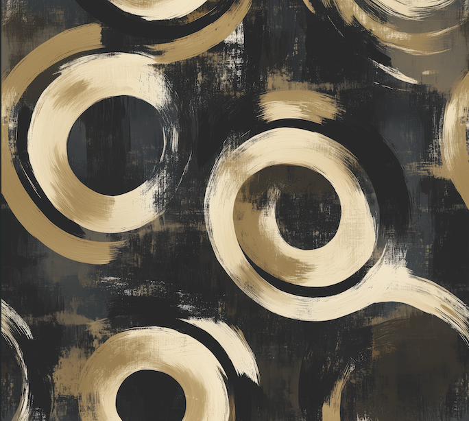 Abstract art with beige circles on a dark textured background
